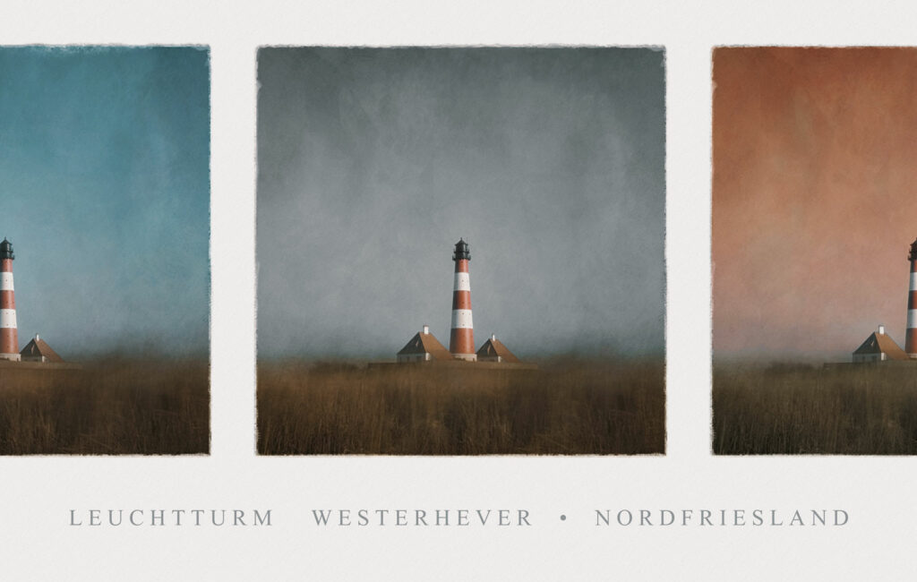 GERAHMTES BILD: Leuchtturm Westerheversand